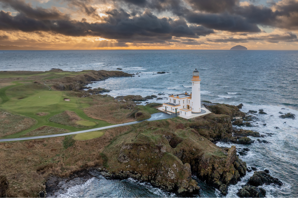 Birdseye view of a lighthouse
